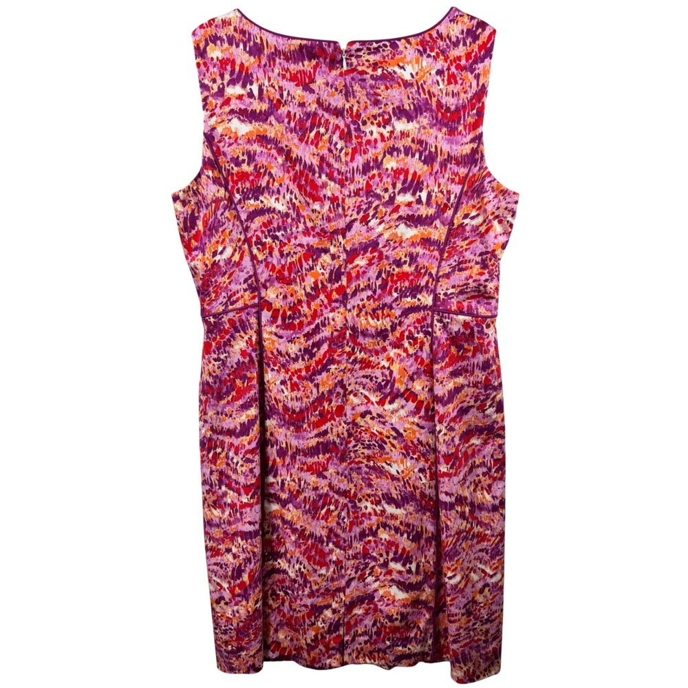 Alex Marie Sheath Dress Womens 14 Purple Pink Orange Abstract Print Sleeveless - Picture 3 of 14